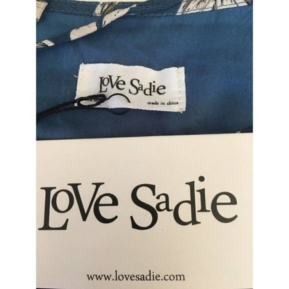 Love Sadie Dress Size XL Teal Floral Long Sleeve Elastic Wrist Lined - Picture 9 of 12